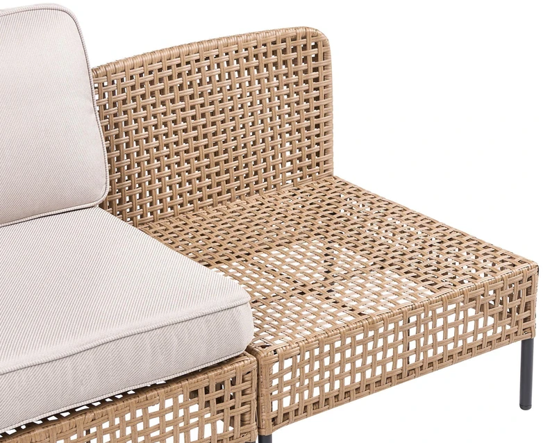 Lauko baldų komplektas Beliani U formos lauko sofa 6 asmenims OMEGANA Šviesiai smėlio spalvos Technorattanas Modulinė