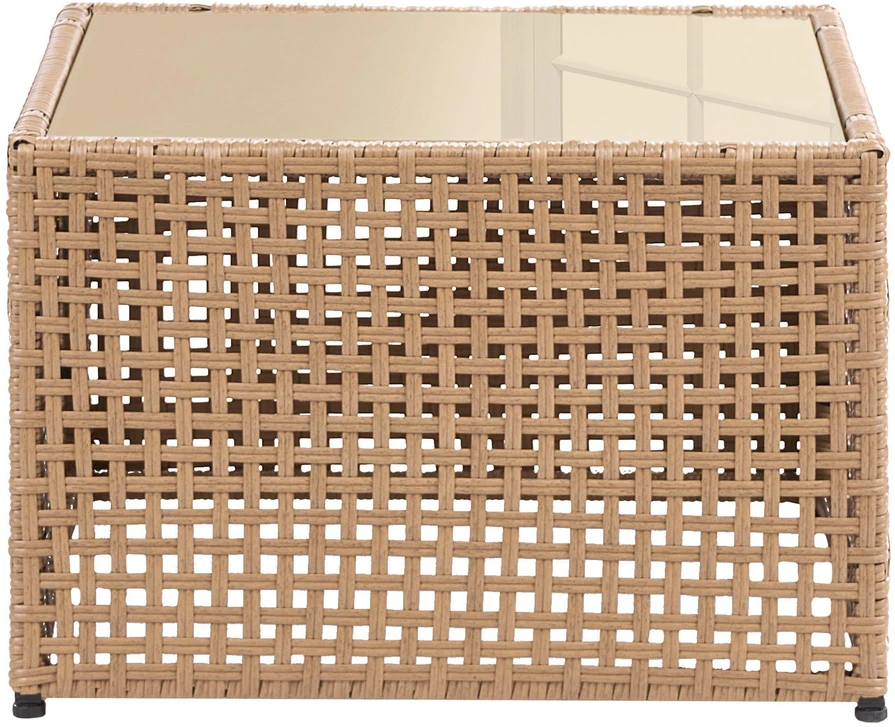 Lauko baldų komplektas Beliani U formos lauko sofa 6 asmenims OMEGANA Šviesiai smėlio spalvos Technorattanas Modulinė