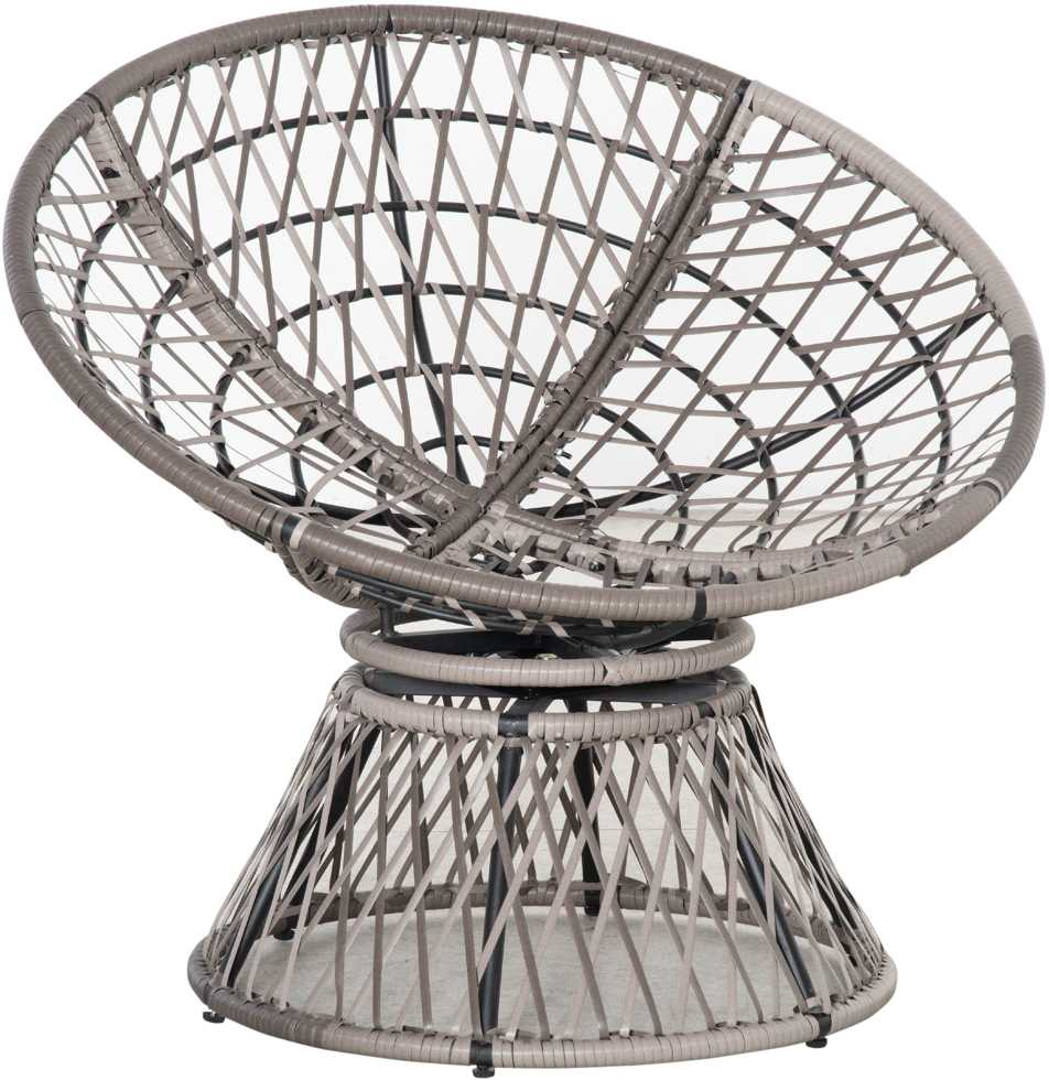 Lauko baldų komplektas "Outsunny" papasano fotelis Pintas fotelis fotelis su pagalvėle 360 laipsnių rotango pilkos spalvos W87 x D97 x H86 cm