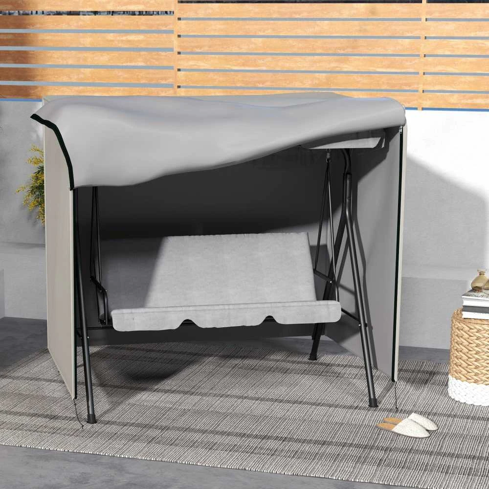 „Outsunny“ sodo sūpynių uždangalas, atsparus vandeniui, su apsauga nuo saulės, oksfordo audinys, pilkas, 177x114x152 cm