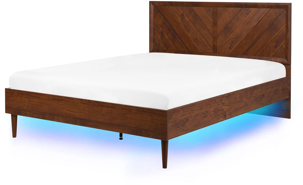 Beliani LED lovos rėmas MIALET 140 x 200 cm tamsiai rudas