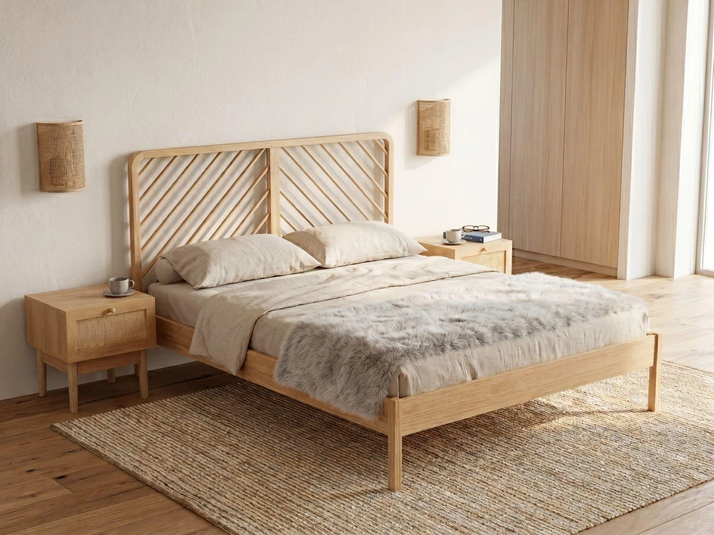 Lova Beliani Lovis iš pušies medienos SEPHOS 160 x 200 cm šviesiai ruda