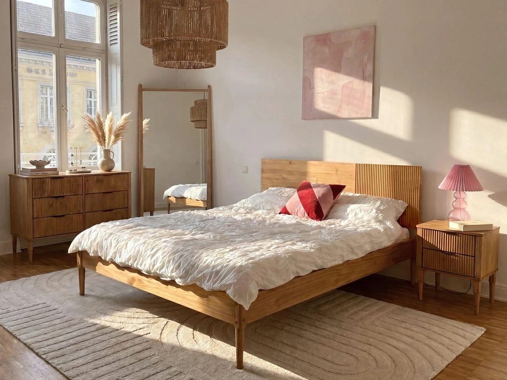 Lova Beliani Lovos rėmas iš pušies medienos FLAVIGNAC 120 x 200 cm Šviesiai rudas