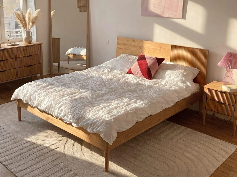 Lova Beliani Lovos rėmas iš pušies medienos FLAVIGNAC 120 x 200 cm Šviesiai rudas