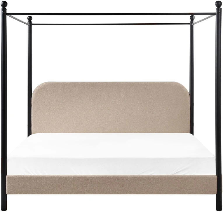 Lova Beliani Lovos su baldakimu Boucle DANNEMOIS 180 x 200 cm smėlio spalvos