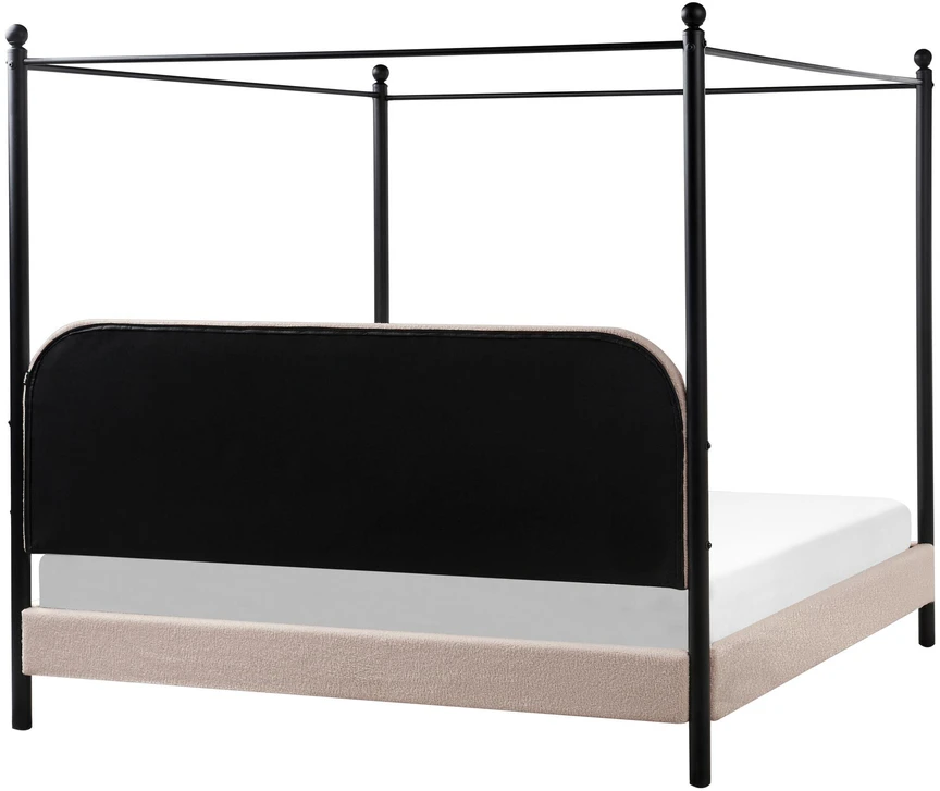 Lova Beliani Lovos su baldakimu Boucle DANNEMOIS 180 x 200 cm smėlio spalvos