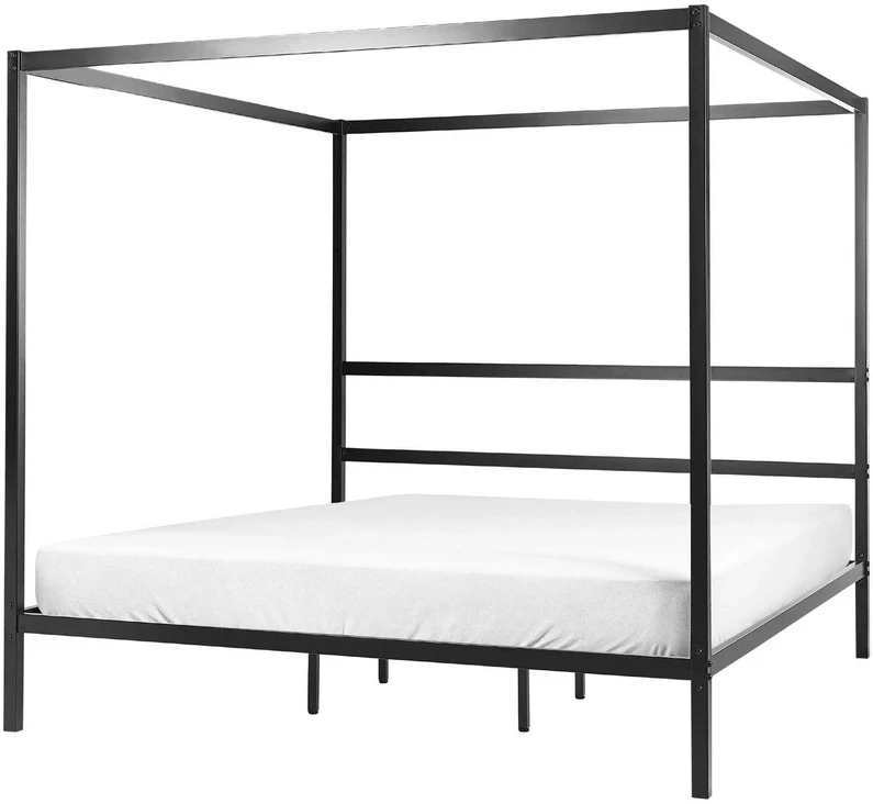 Beliani Metalinis baldakimo lovos rėmas LESTARDS 180 x 200 cm, juodas