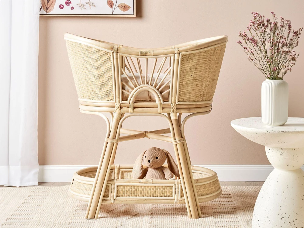 Lova Beliani Vaikiška lovelė Rattan LAGRASSE 50 x 70 cm natūrali