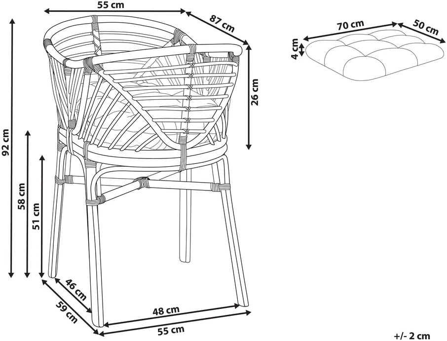 Lova Beliani Vaikiška lovytė Rattan GRUISSAN 50 x 70 cm Natūrali