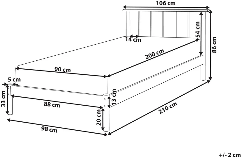 Lova Beliani Viengulė lovos rėmas BARRET 90 x 200 cm, ruda, pušies mediena