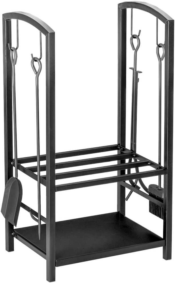 Homcom Metalinis židinio malkų stovas - juodas 40x30x74,5 cm