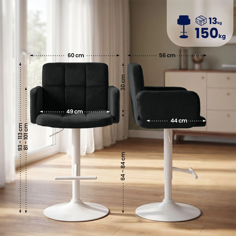 Mville 2 baro kėdžių komplektas CLP Los Angeles, aksominis, baltas