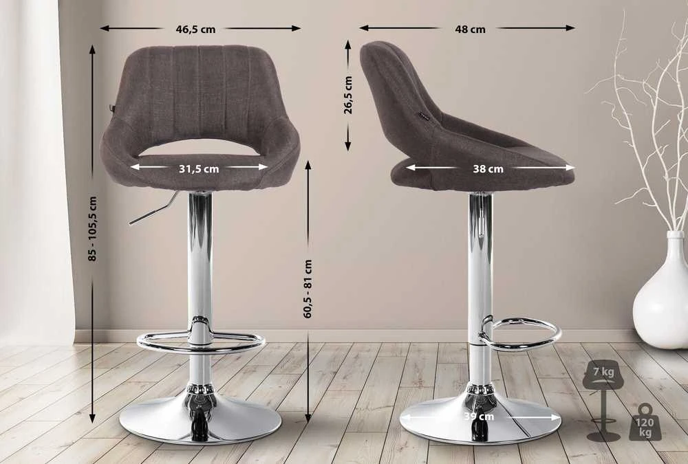 Clp Trading Mville 2 baro kėdžių komplektas CLP Milet, audinys, tamsiai pilka