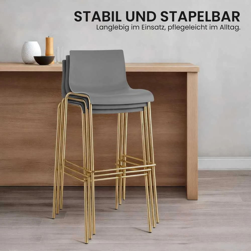 Mville 2 baro kėdžių komplektas Hoover, plastikas, 4 kojos, aukso spalvos
