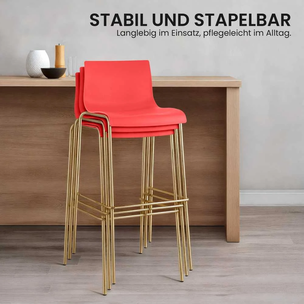 Clp Trading Mville CLP Baro kėdžių komplektas Hoover, 2 vnt., plastikinės, 4 kojos, auksinės