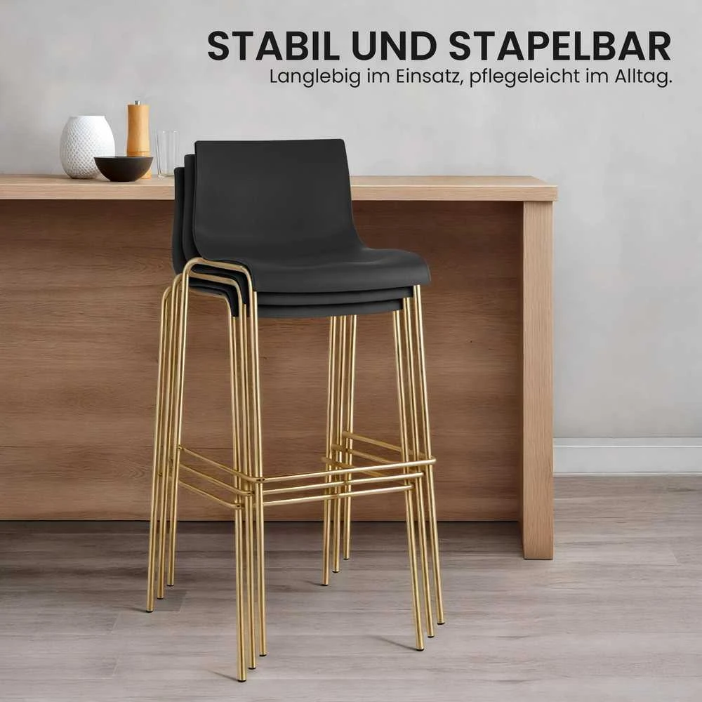 Clp Trading Mville Baro kėdžių Hoover komplektas iš 2 vnt., plastikinės, su 4 kojomis, auksinės spalvos