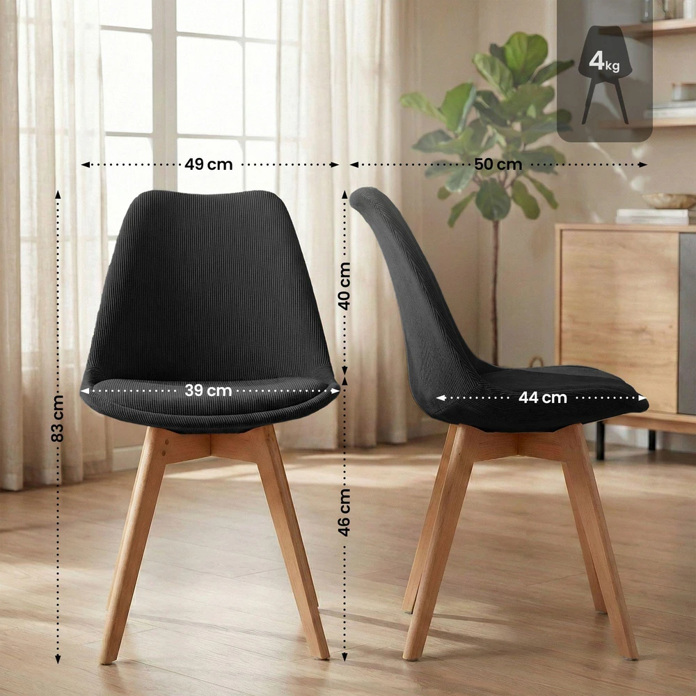 Mville 4 "Linares Cord" kėdžių rinkinys