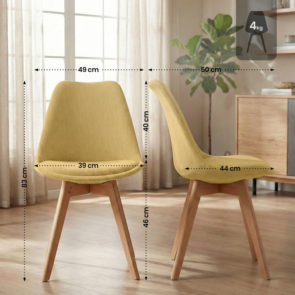 Mville 4 "Linares Cord" kėdžių rinkinys
