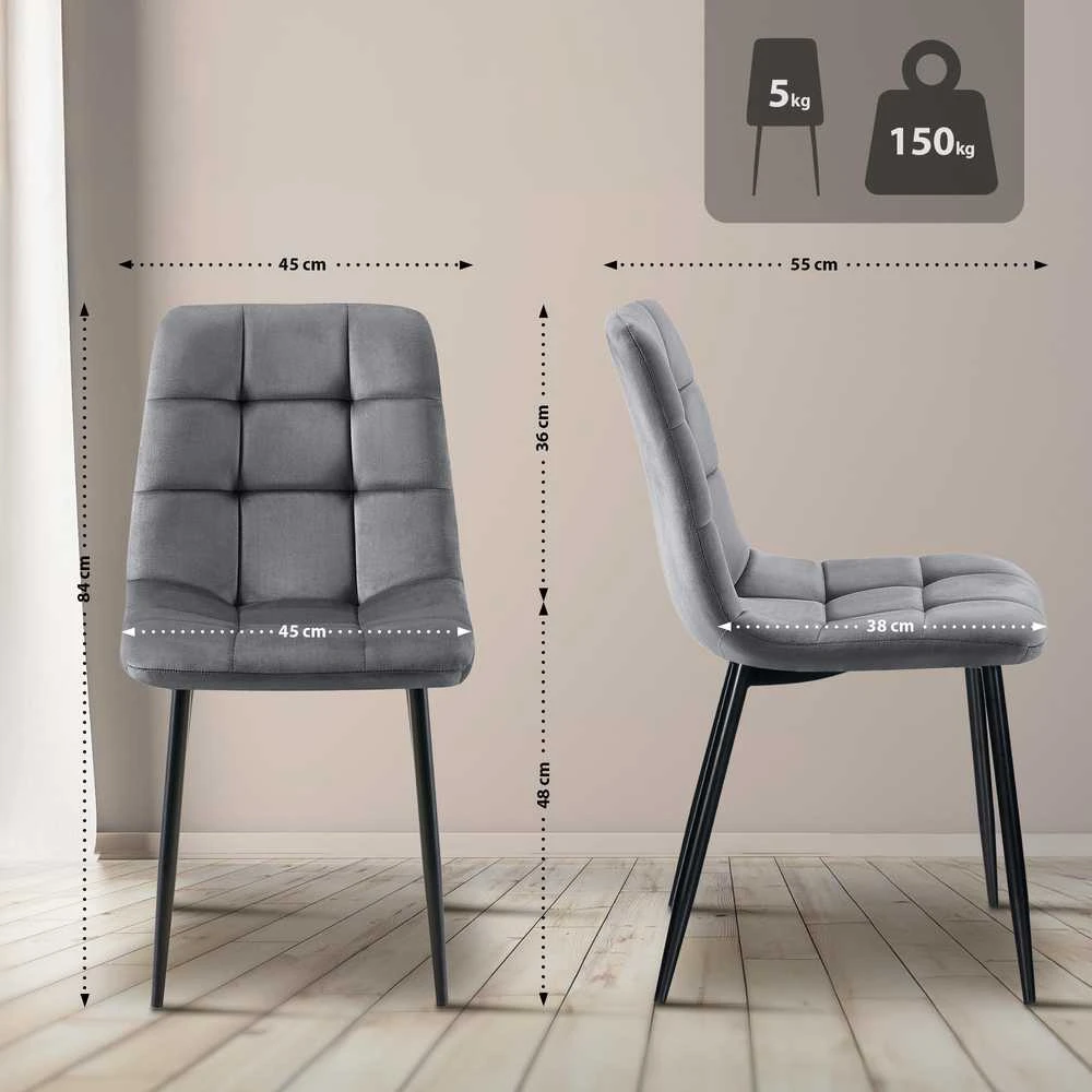 Mville 4 valgomojo kėdžių komplektas Tilde velvetas