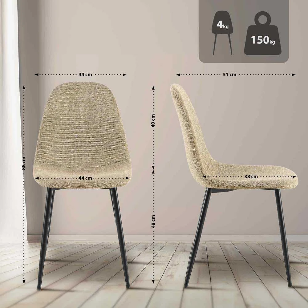 Mville 4 valgomojo kėdžių komplektas Napier, audinys