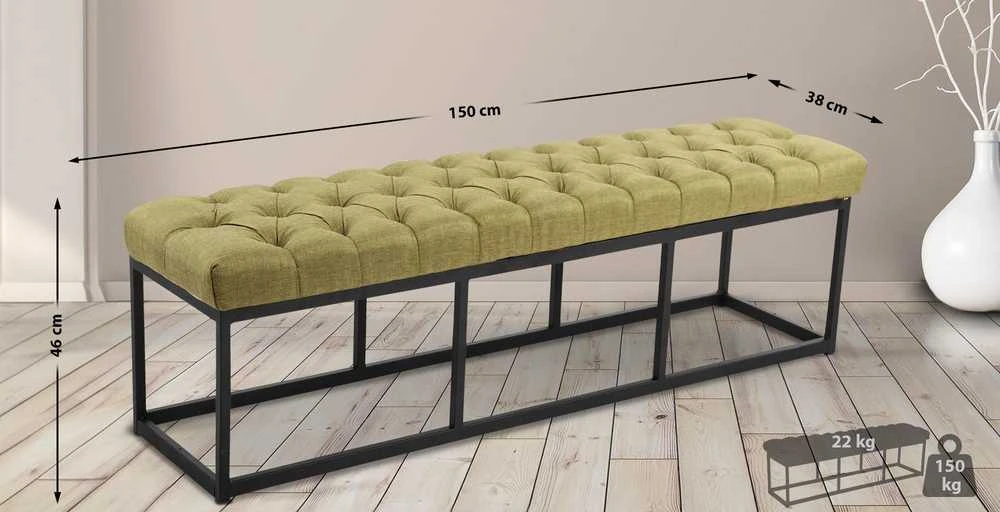 Mville Suoliukas Amun, medžiaginis, juodas, 150 cm