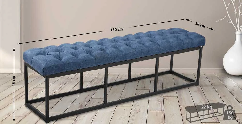 Mville Suoliukas Amun medžiaginis, juodas, 150 cm