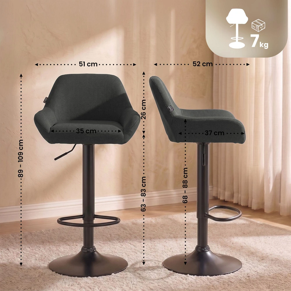 Clp Trading Mville Baro kėdė CLP Braga, audinys, tamsiai pilka
