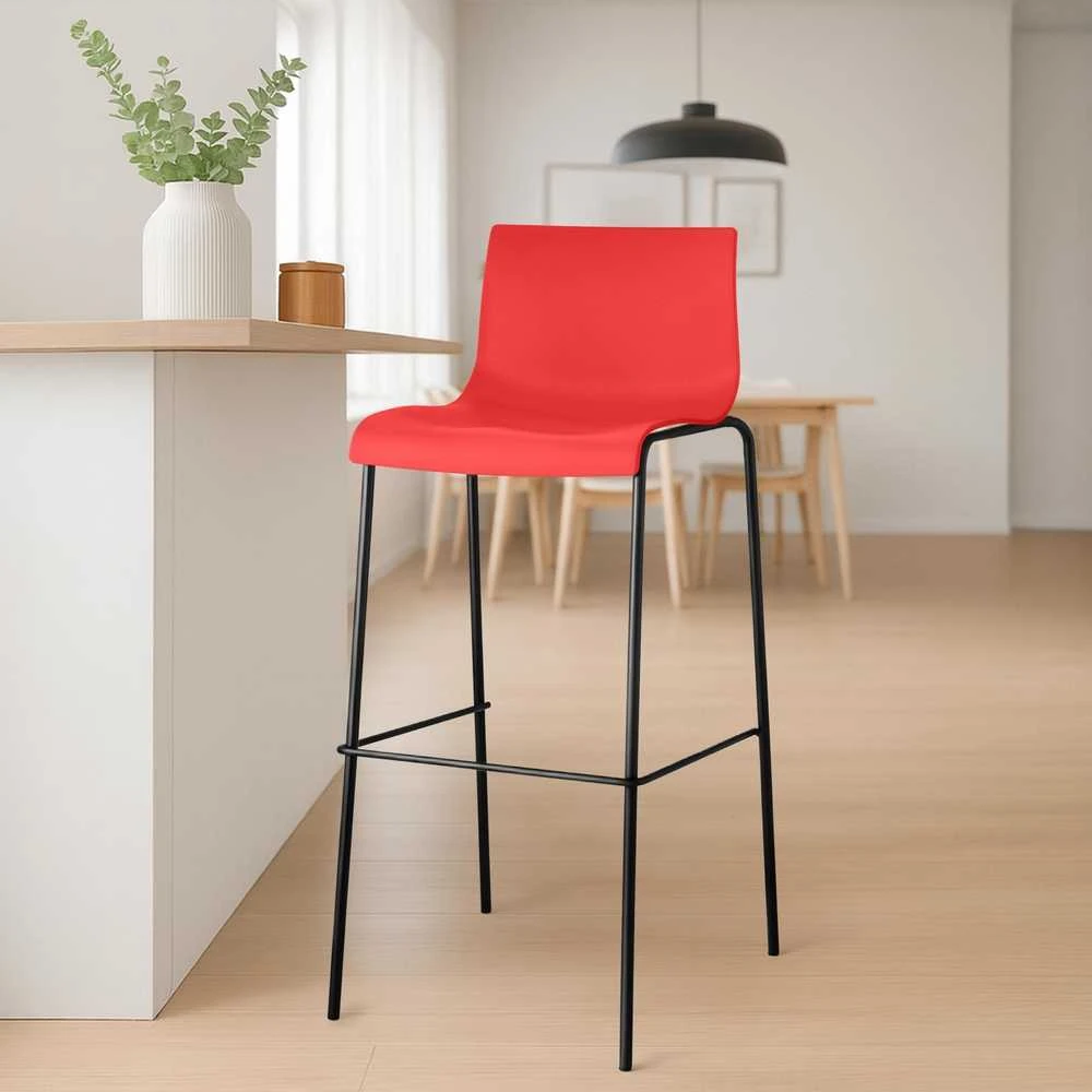 Clp Trading Hover baro kėdė, plastikinė, 4 kojos, raudona, juoda