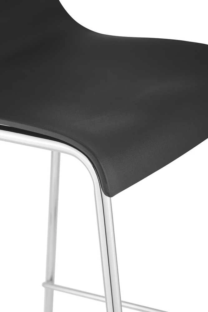 Mville Hover baro kėdė, plastikinė, 4 kojos, juoda, chromuota