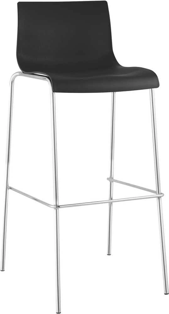 Mville Hover baro kėdė, plastikinė, 4 kojos, juoda, chromuota