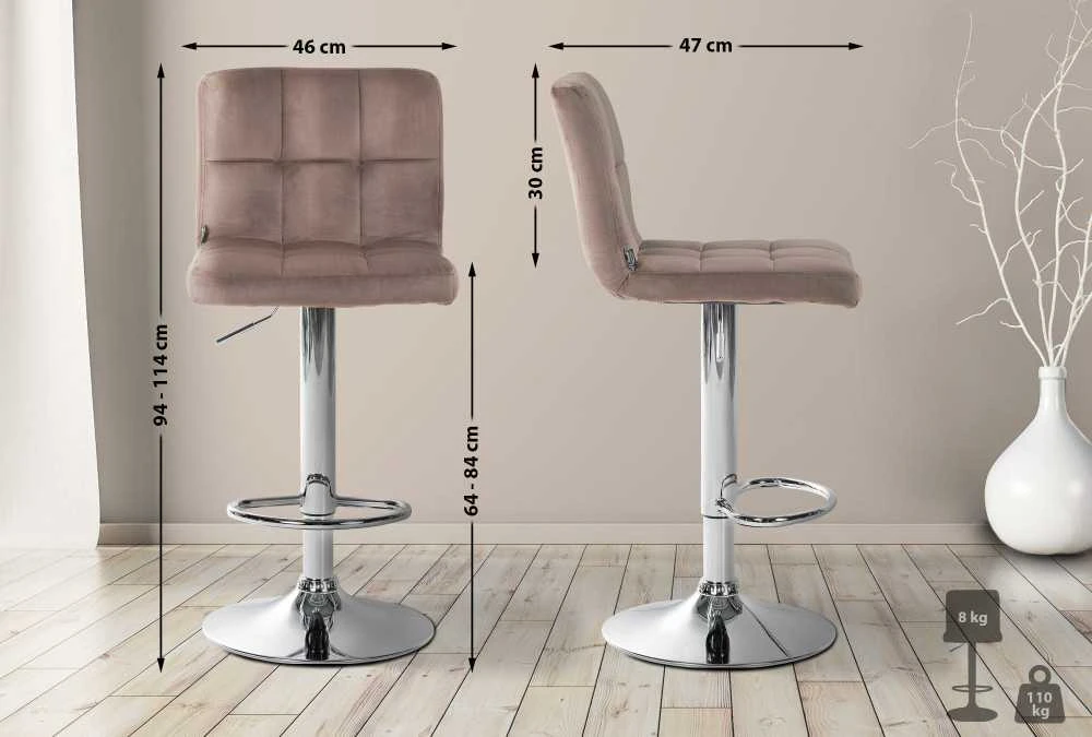 Mville Baro kėdė CLP Peru aksominė, chromuota
