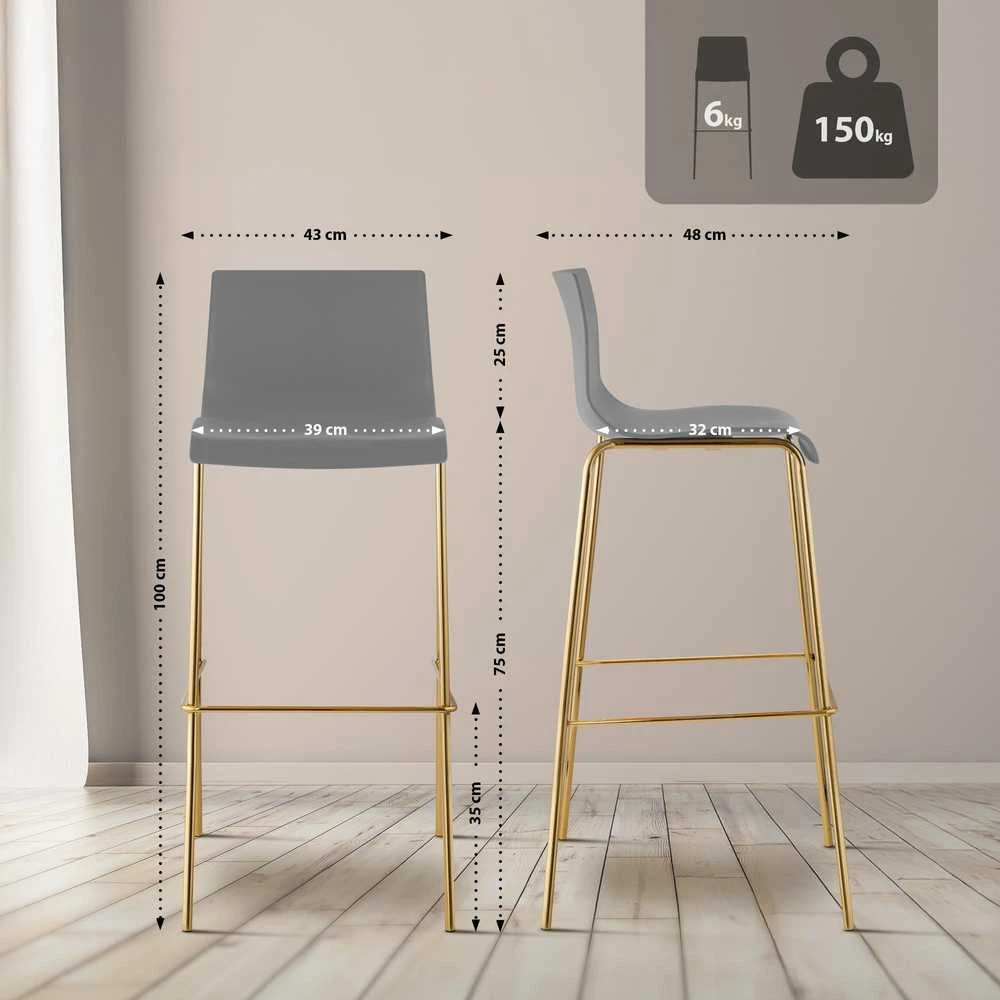 Mville Baro kėdė Hoover, plastikinė, 4 kojos, auksinė
