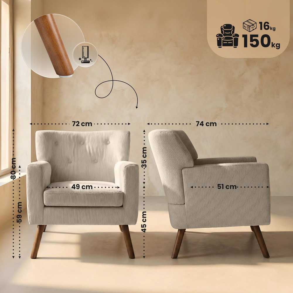 Fotelis Mville Krėslas „Kioni Cord“