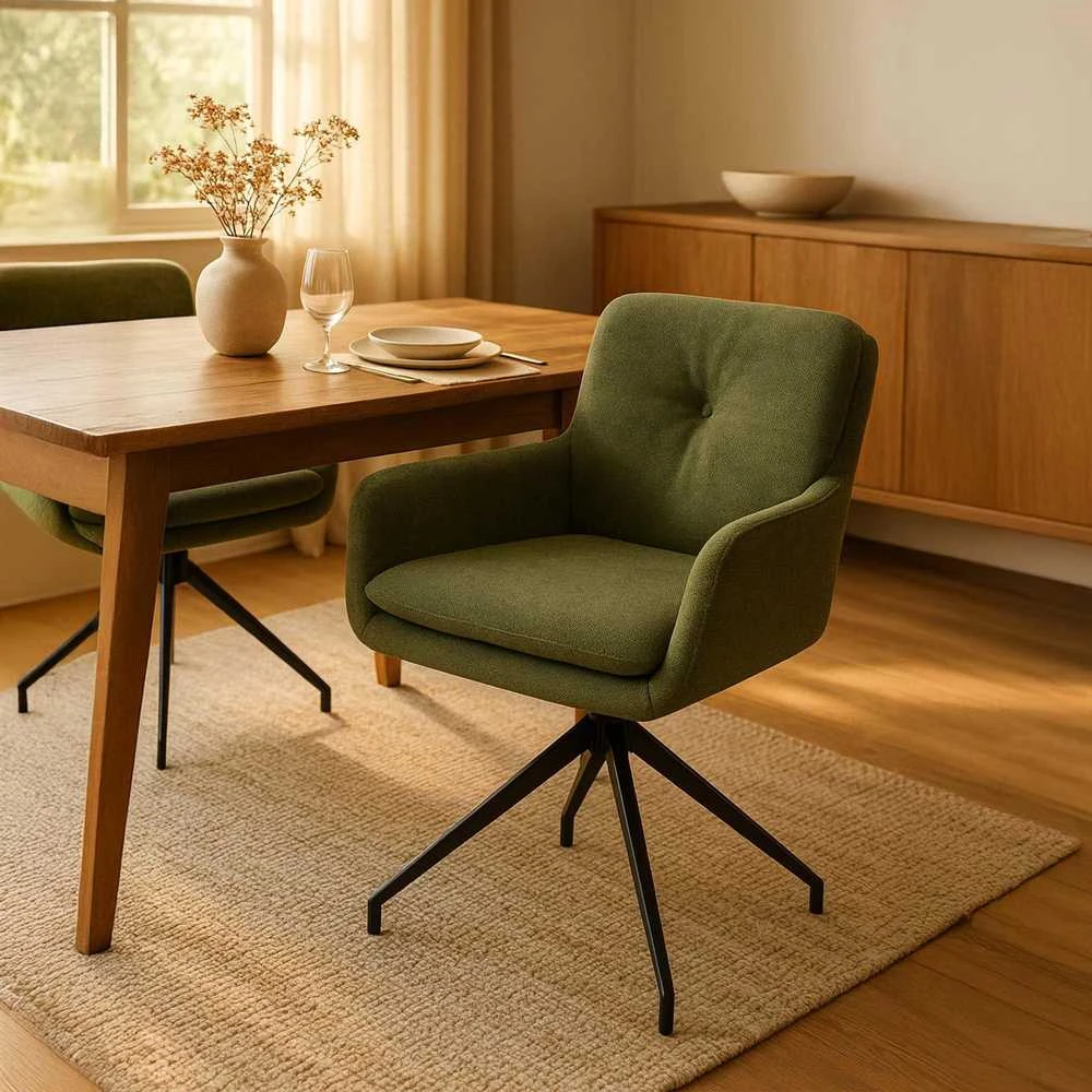 Mville Valgomojo kėdė „Pickett“ Audinys žalias