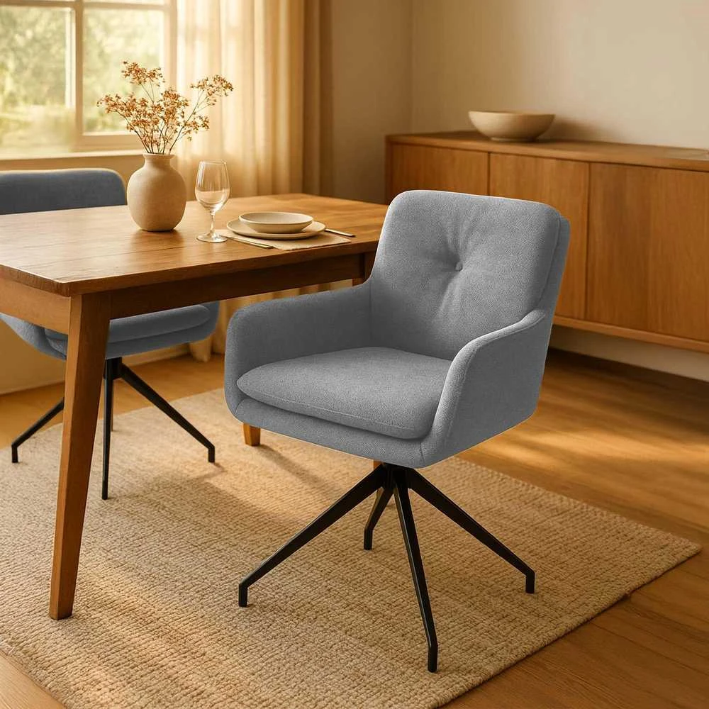 Mville Valgomojo kėdė „Pickett“ Audinys pilkos spalvos