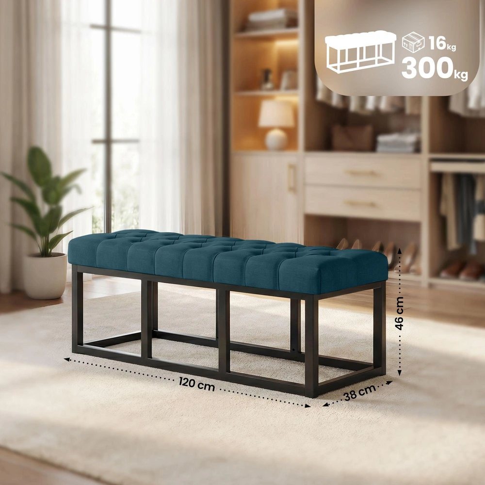 Mville Sėdimoji suolelė „Amun“ iš audinio, juoda, 120 cm