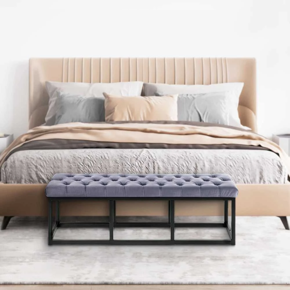 Mville Suoliukas Polson velvetinis, juodas, 120 cm