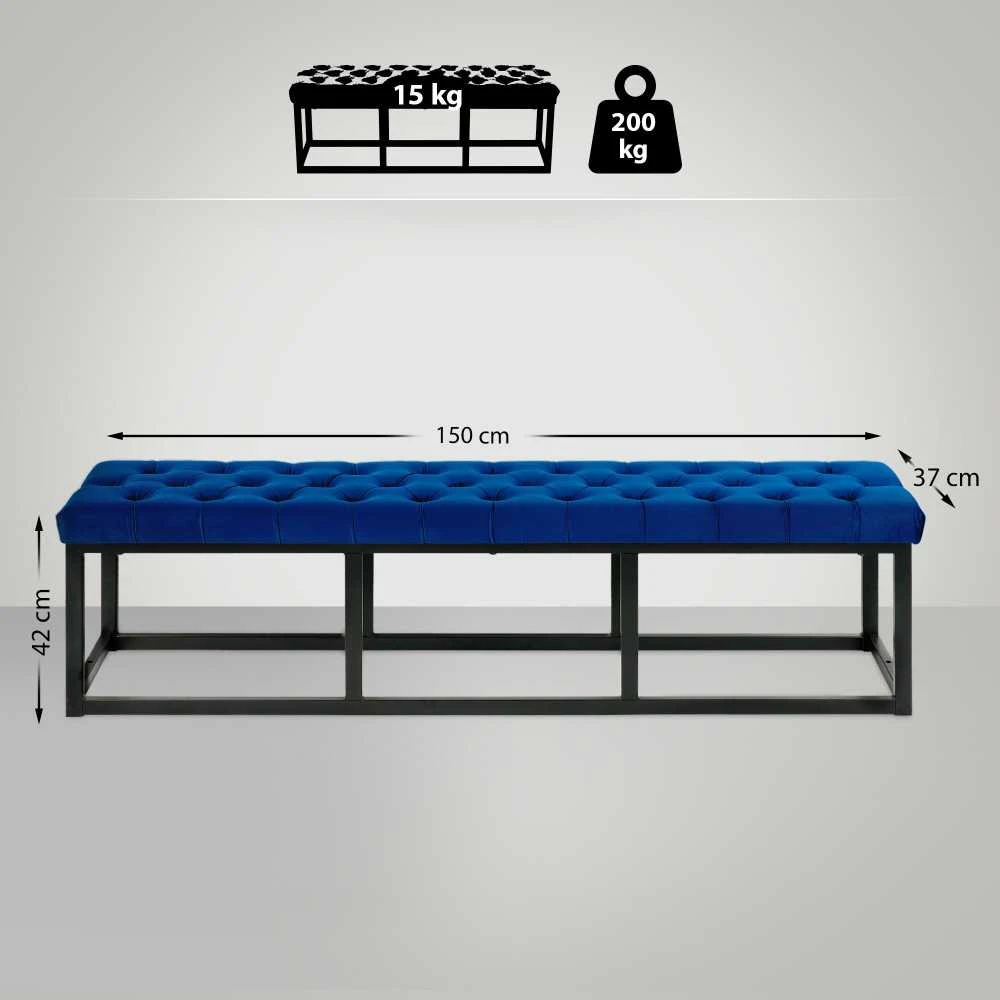 Clp Trading Sėdimoji suolelė „Polson“ iš juodo aksomo, 150 cm