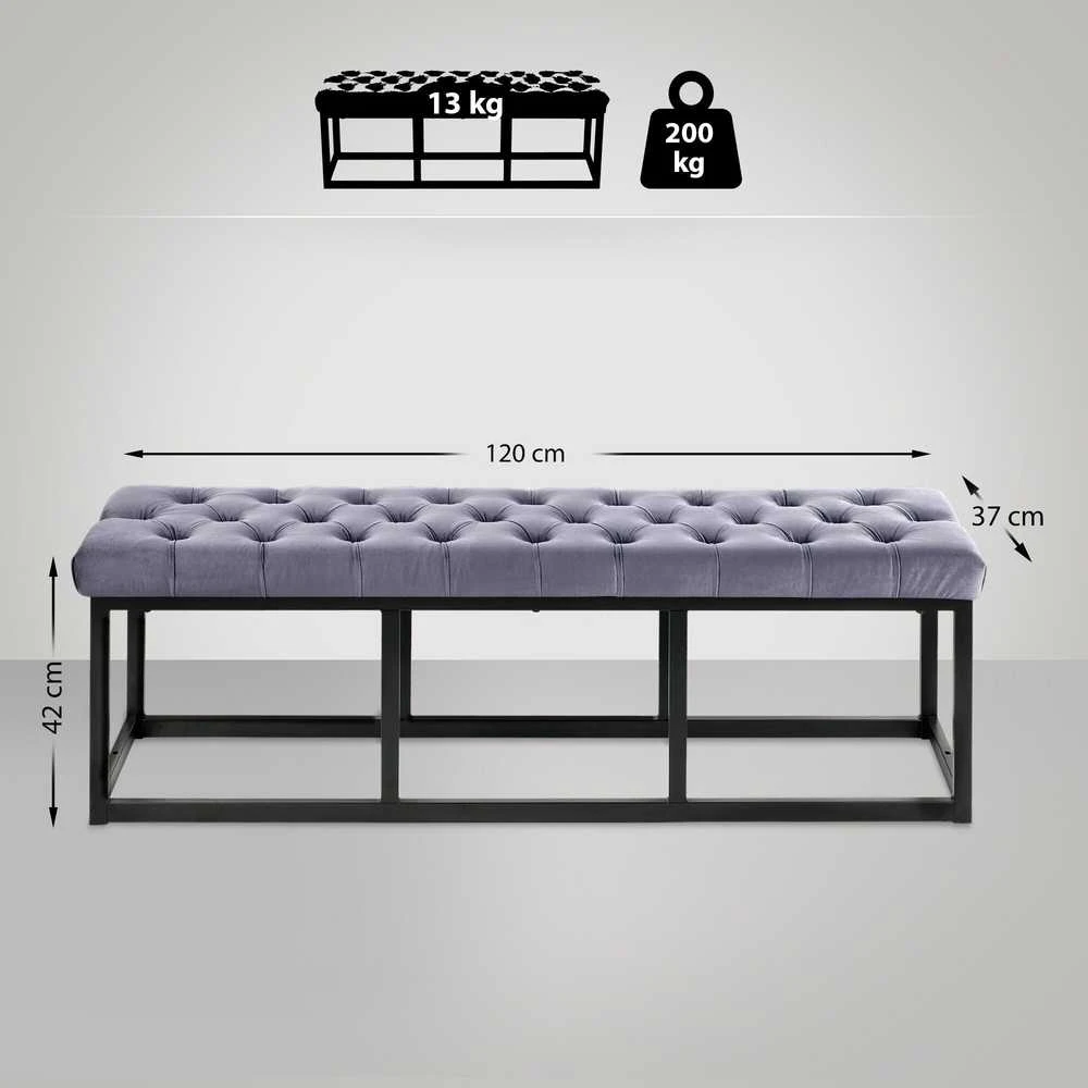 Mville Suoliukas Polson velvetinis, juodas, 120 cm