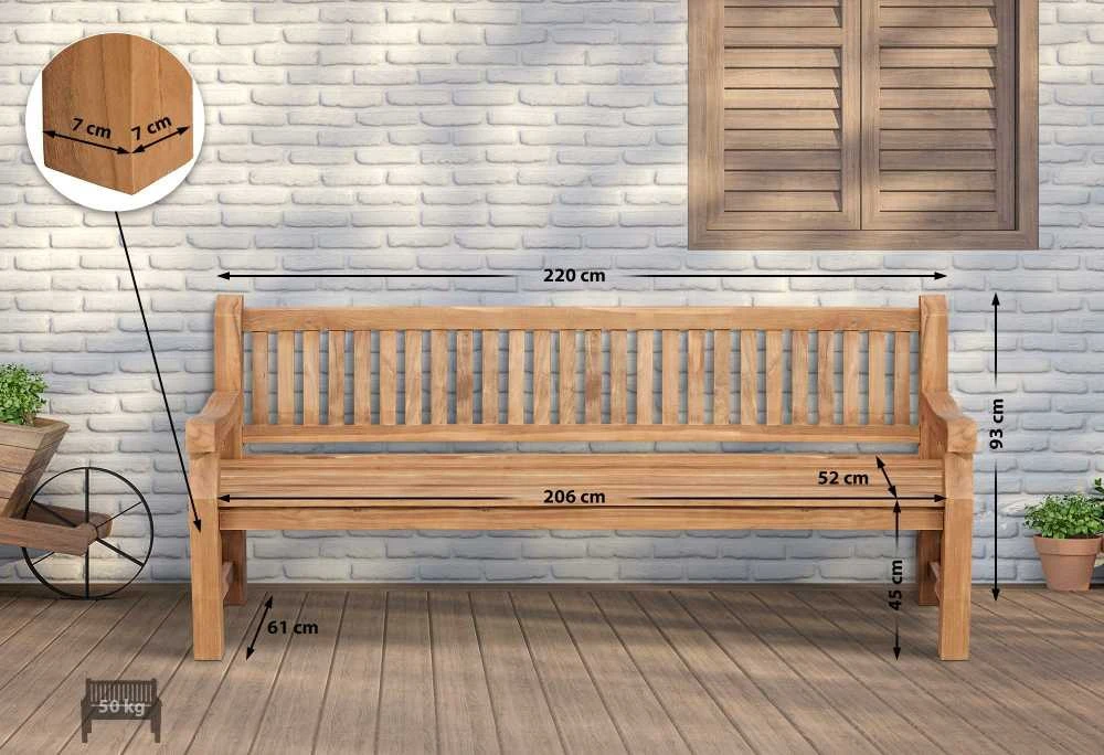 Mville Tiko medžio suoliukas Jackson V2 220 cm