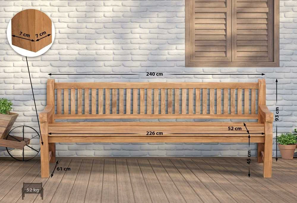 Mville Tiko medienos suoliukas Jackson V2, 240 cm