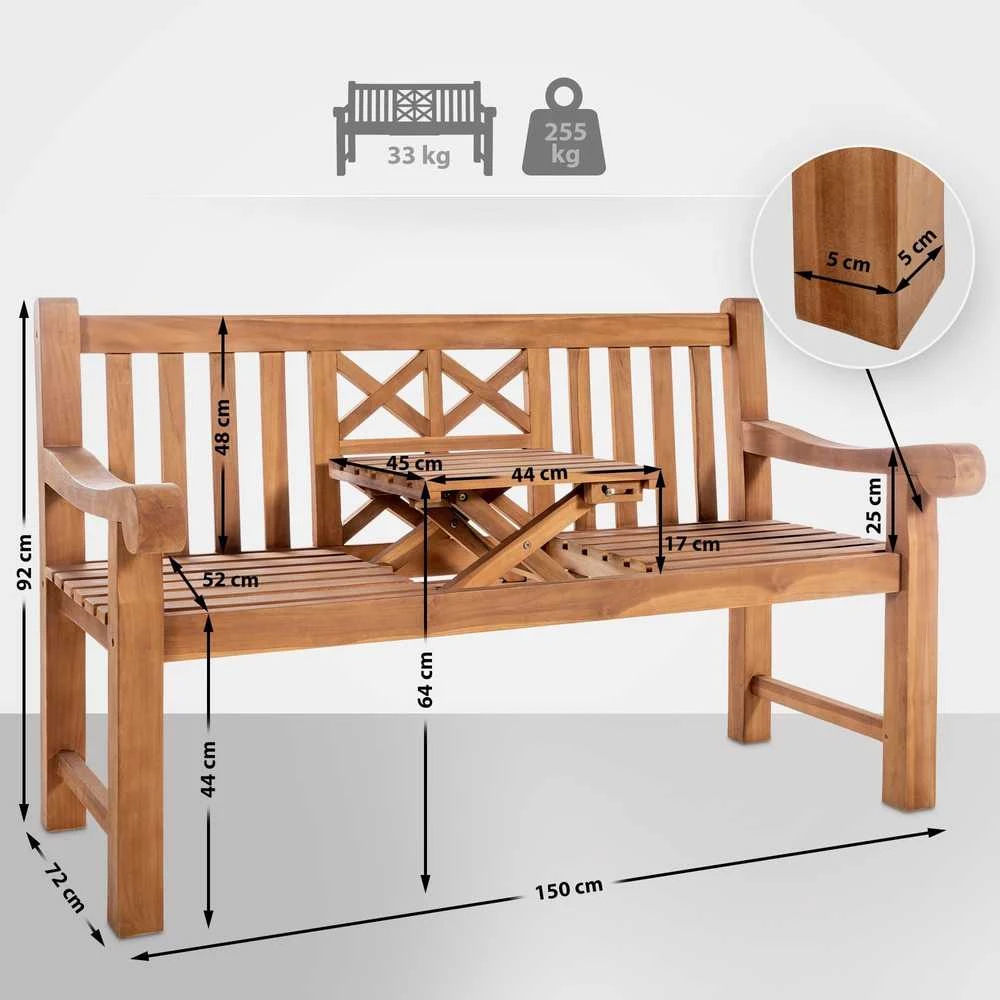 Mville Tikmedžio suolas Luka 150 cm