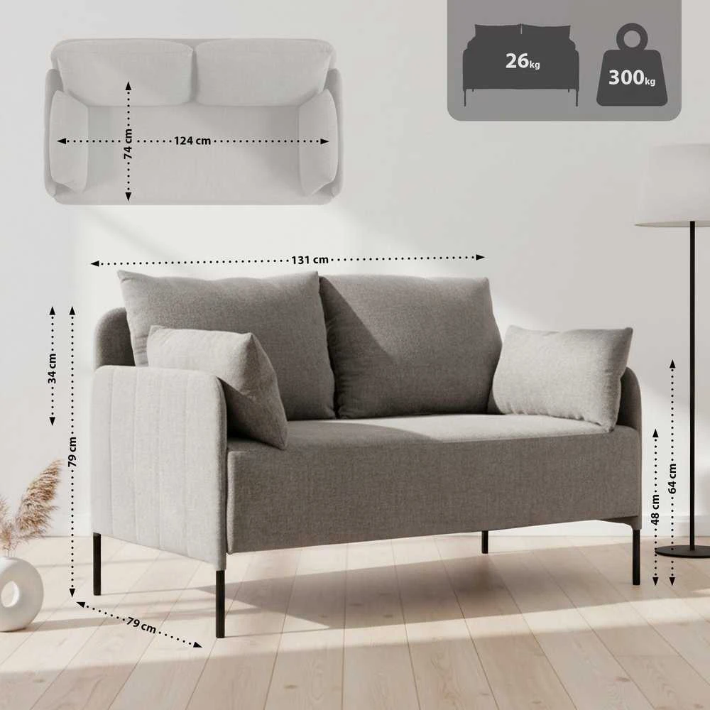 Mville Dvivietė sofa Ziden, medžiaginė