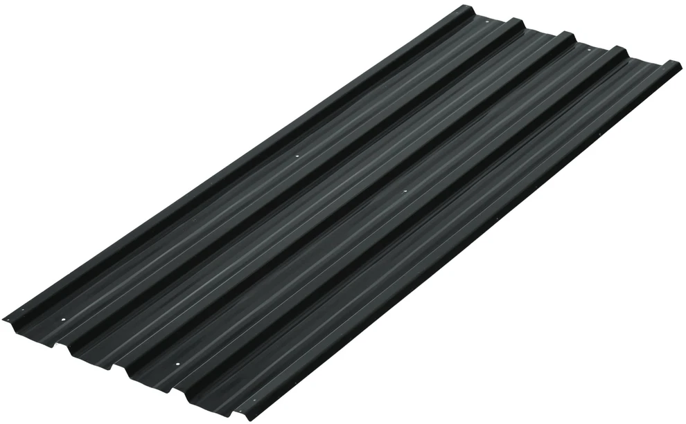 Outsunny 12 vnt. trapecinės skardos lakštai 129x45cm 7m² cinkuota stogo danga 0,25 mm atspari oro sąlygoms profiliuota skarda cinkuotas plienas stogo plokštės stogo panelės plieninės skardos lakštai gofruotos skardos lakštai stogui sandėliukui stoginei tamsiai pilka