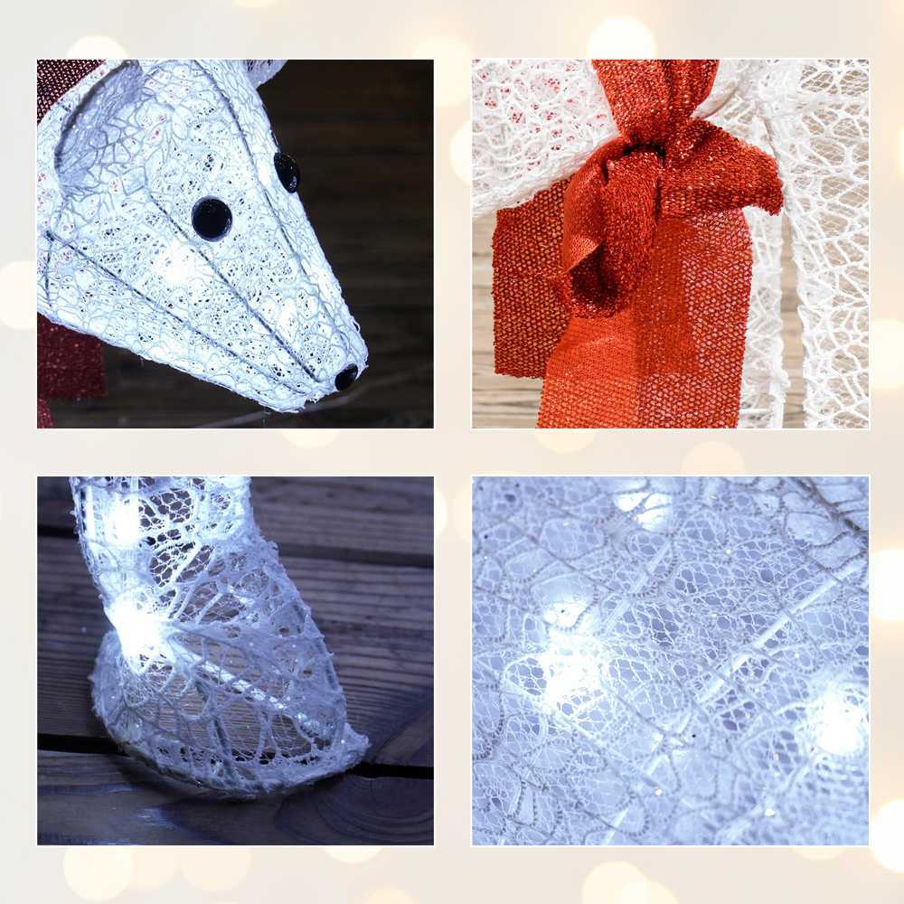 Kalėdinė dekoracija, baltųjų lokių pora su 140 LED, balta ir raudona, 80 × 30 × 60 cm ir 53,5 × 20 × 40 cm, 2 vnt.