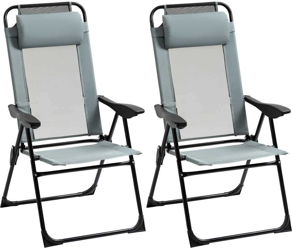 "Outsunny" 2 sulankstomų kėdžių rinkinys Sulankstoma sodo kėdė su reguliuojamu atlošu, atlošu, ranktūriu, skirta sodo balkonui iki 120 kg apkrovos