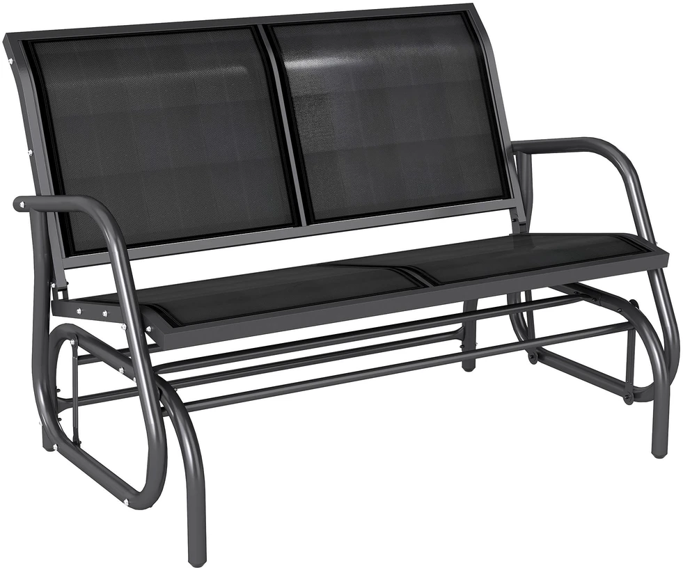 Outsunny 2 vietų sūpynės, sodo suoliukas, lauko suoliukas, parko suoliukas, metalinis, juodas, 120 x 70 x 88 cm