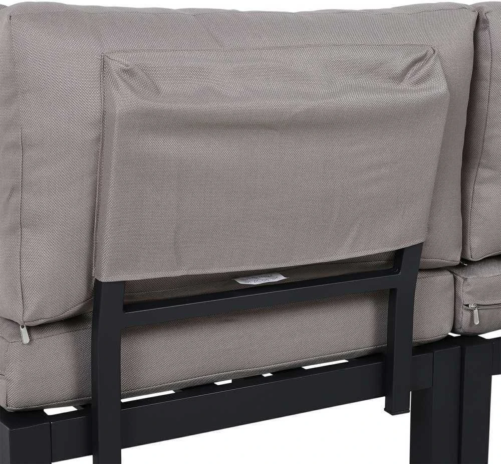 Lauko baldų komplektas Outsunny 3 dalių sodo baldų komplektas su šoniniu staliuku, sofa su pagalvėlėmis, lauko, aliuminis, 164 x 74 x 69 cm
