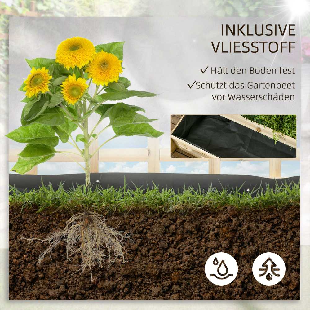 "Outsunny" 3 pakopų pakelta lysvė su grotelėmis, medinė dėžutė daržovėms, gėlėms, prieskoninėms žolelėms, 95 x 95 x 110 cm