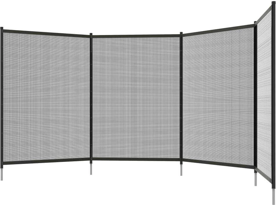 Outsunny tvenkinio tvora, 365 x 126 cm sodo tvora, 4 dalių dekoratyvinė baseino tvora su kojelėmis, įstatoma tvora terasai, balkonui, tinklelis, juoda